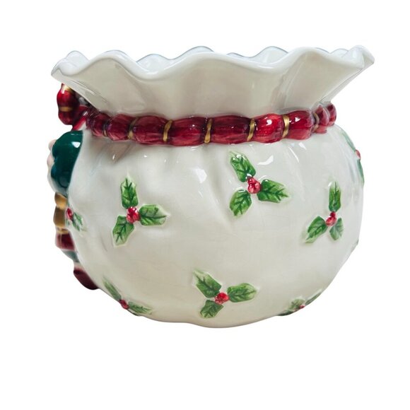 Fritz And Floyd Old World Santa Bag Cachepot Bowl Christmas Red - Picture 2 of 6